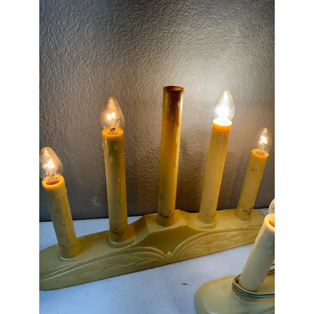 Beacon 5 Light Window Candolier Electric Candelabra Christmas Candles - Lot of 2